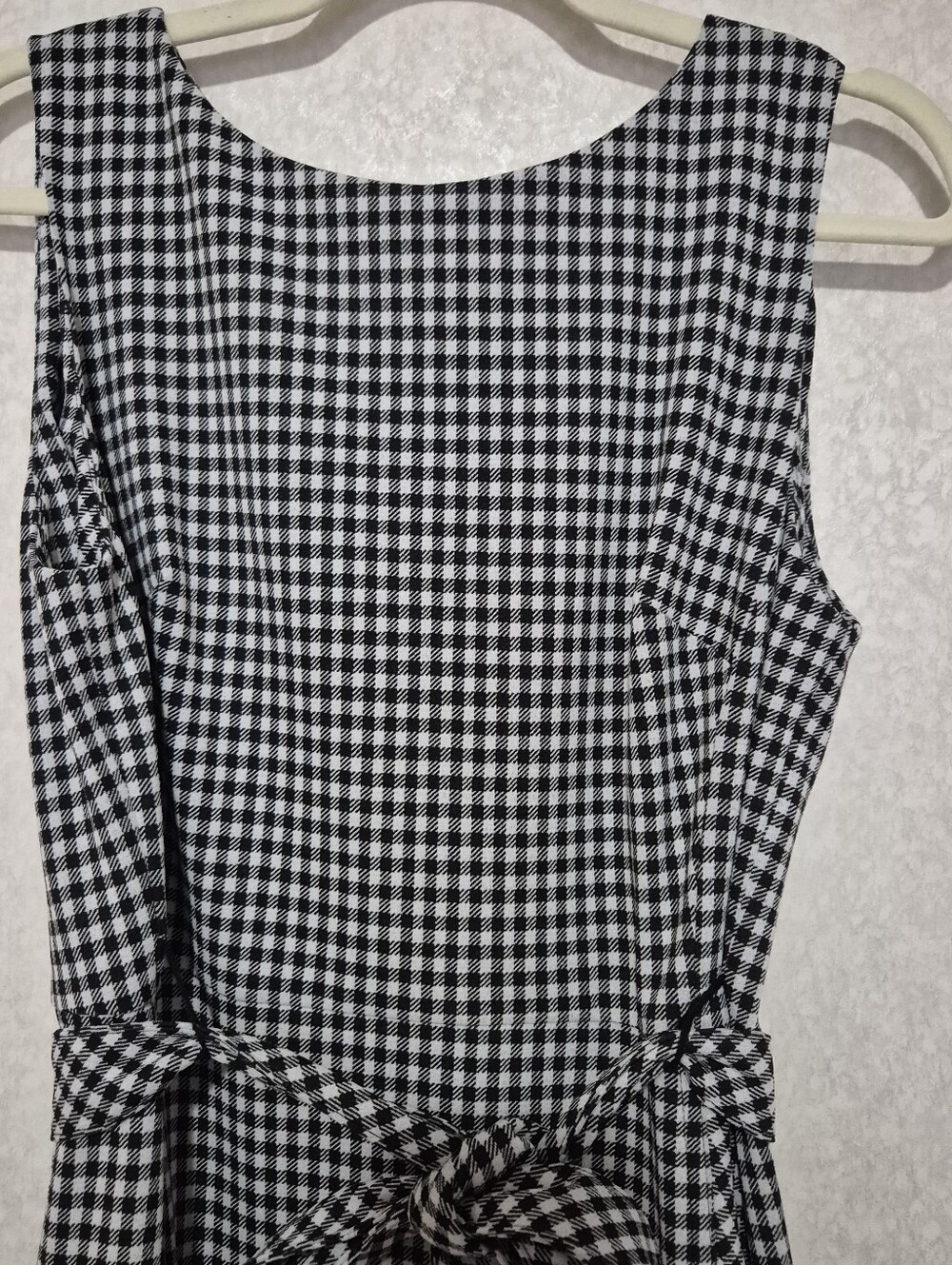 Calvin Klein Black and White Belted Gingham Ruffle Hem Midi Dress..Size:12 - Picture 6 of 11